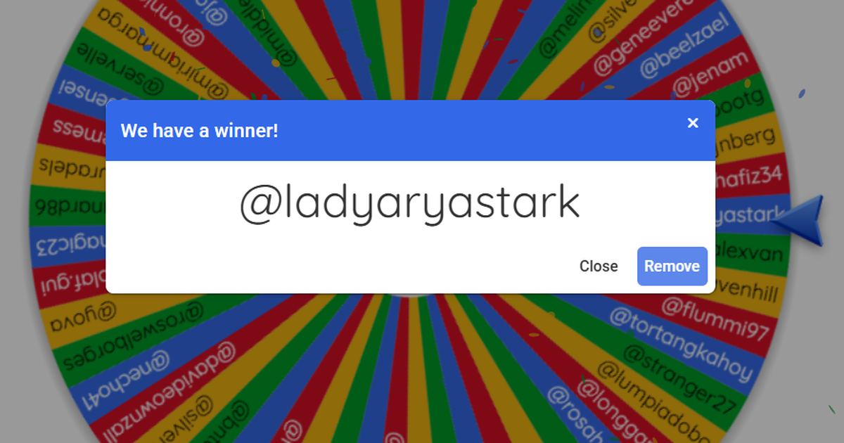 Giveaway draw to pick a random winner from a list of entries